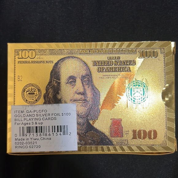 One hundred dollar bill 💵 playing cards GOLD AND SILVER - Picture 2 of 6
